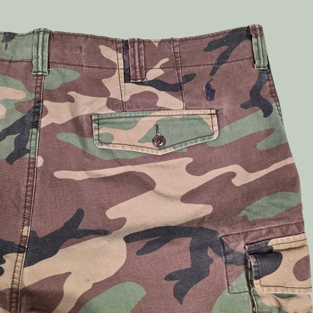 Polo Ralph Lauren Mens 40T 40 Tall Y2K Camo Cargo Shorts Camouflage Woodland